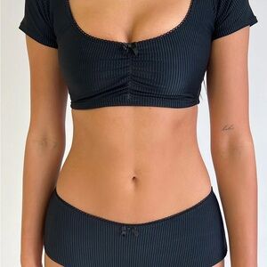 Frankie's Bikinis Black Ribbed Set